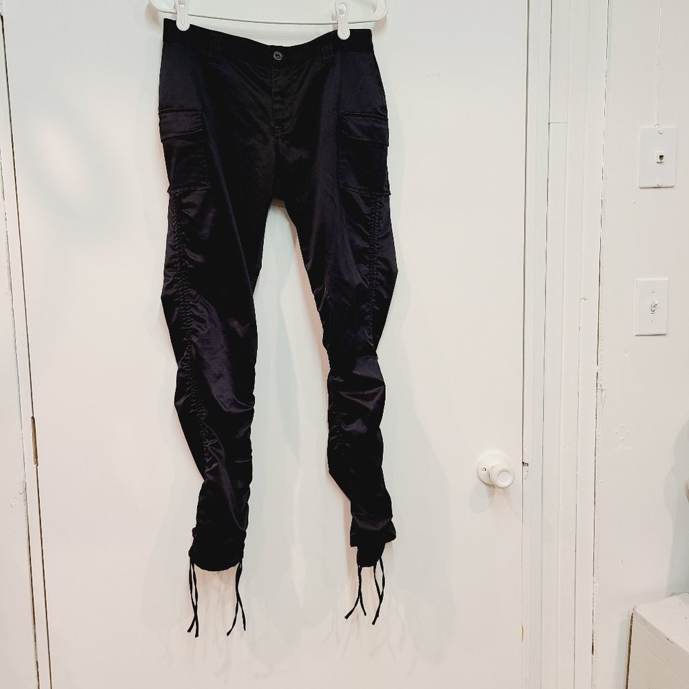 Tommy Jeans Hilfiger Black Satin Cinch Cargo Pant